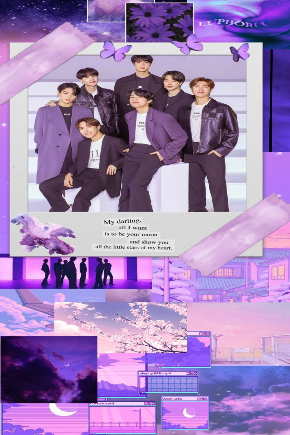 BTS OT Purple aesthetic wallpaper 💜  Purple aesthetic, Bts