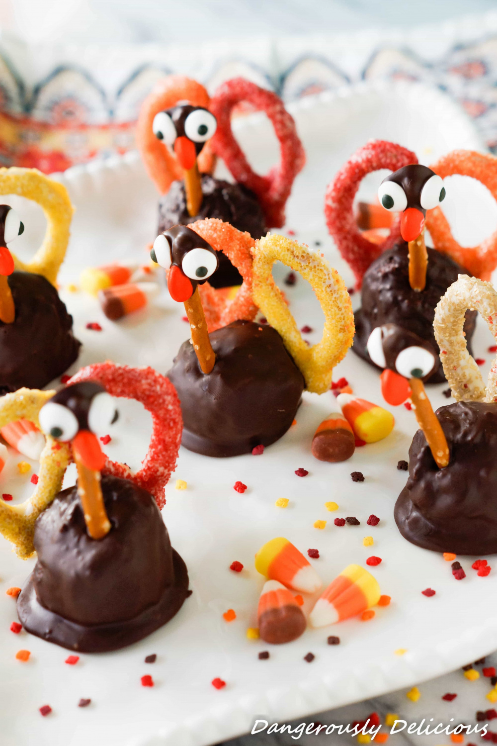 Chocolate Peanut Butter Pretzel Turkeys - The Girl Who Ate Everything