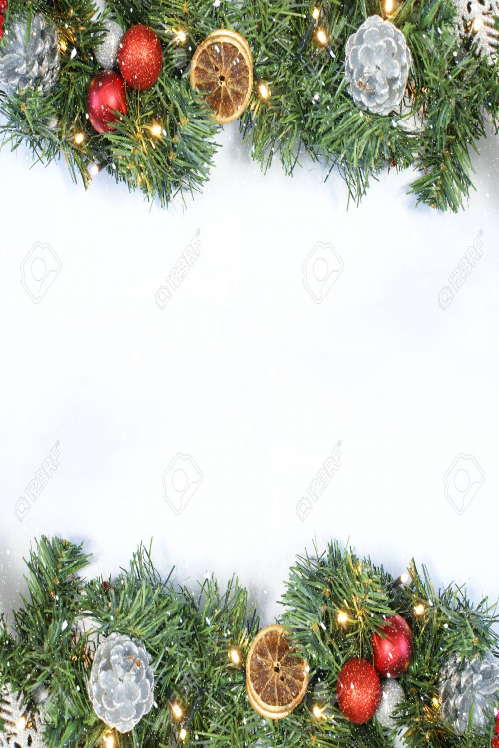 Christmas Background With Top View Of Wreath, Decorations And