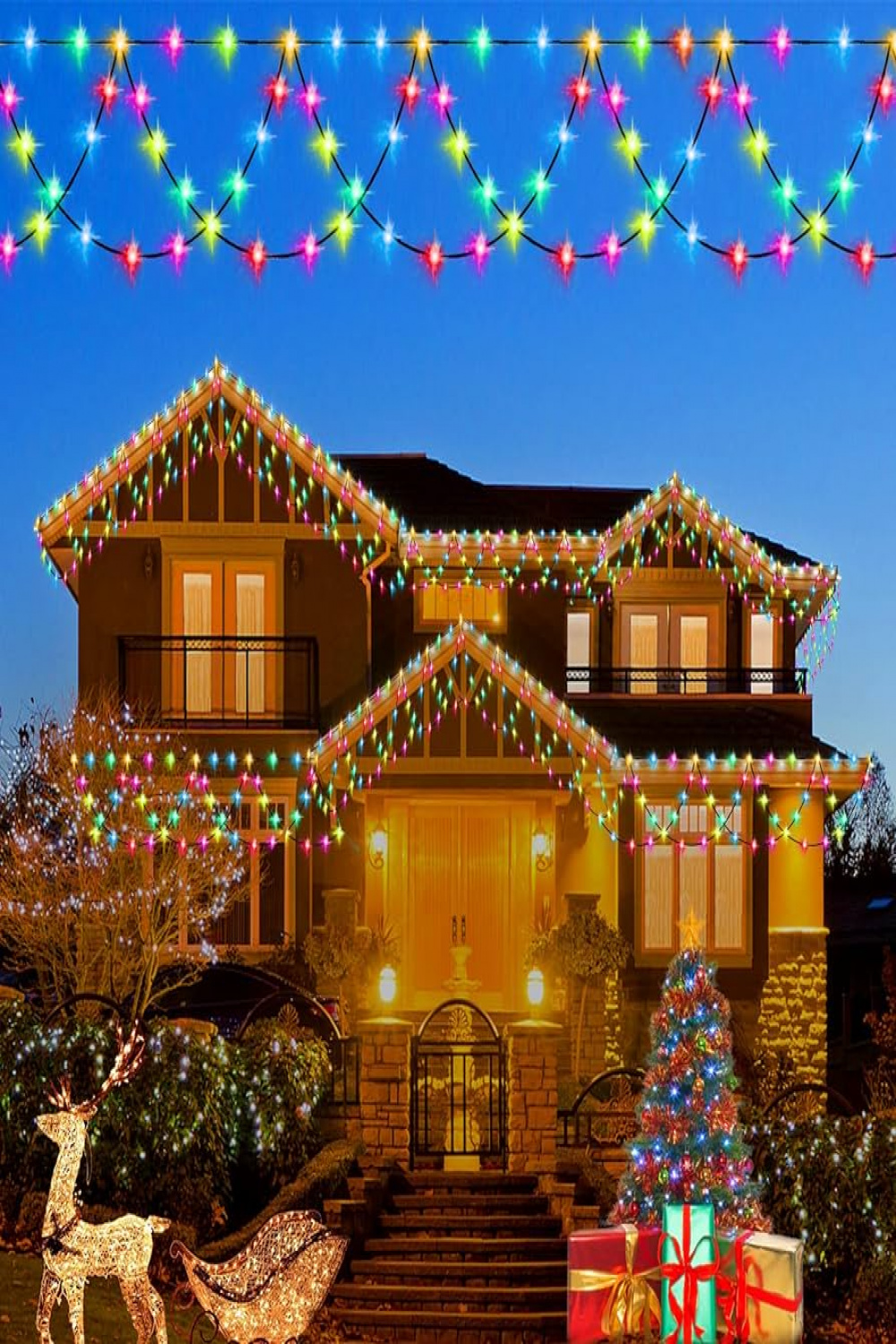 Christmas Lights Outdoor Decorations LED Ft Half-Round String