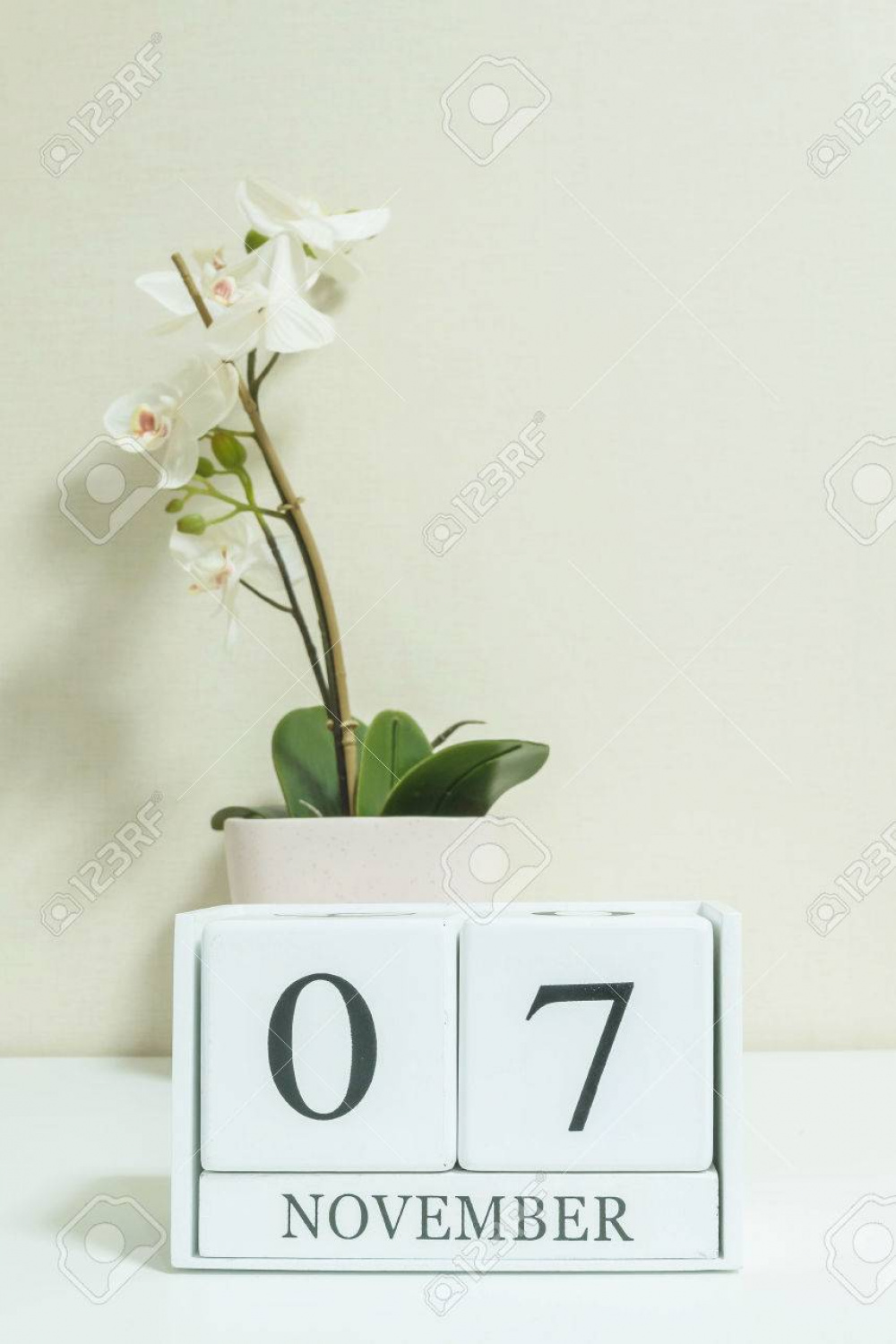 Closeup White Wooden Calendar With Black  November Word With