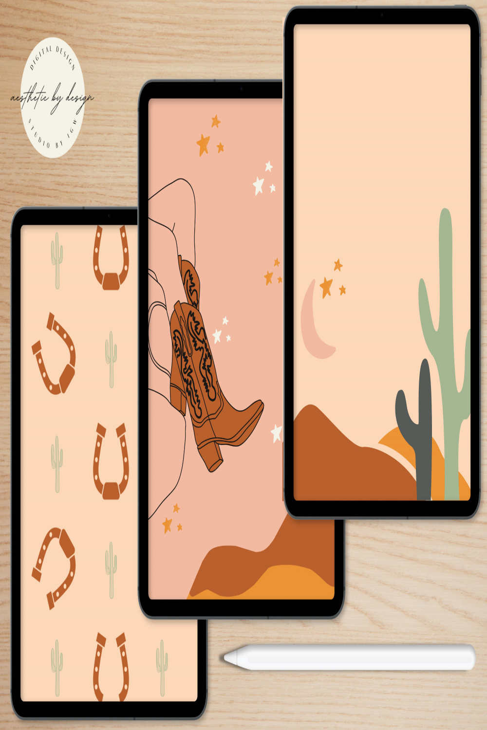 Country Western Aesthetic iPad Wallpaper Bundle, Cowgirl iPad