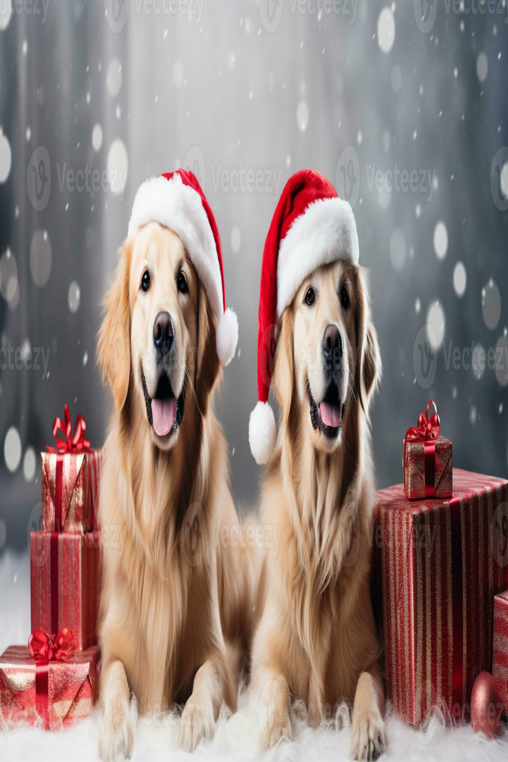 Cute dog wearing Santa Claus costume in christmas party