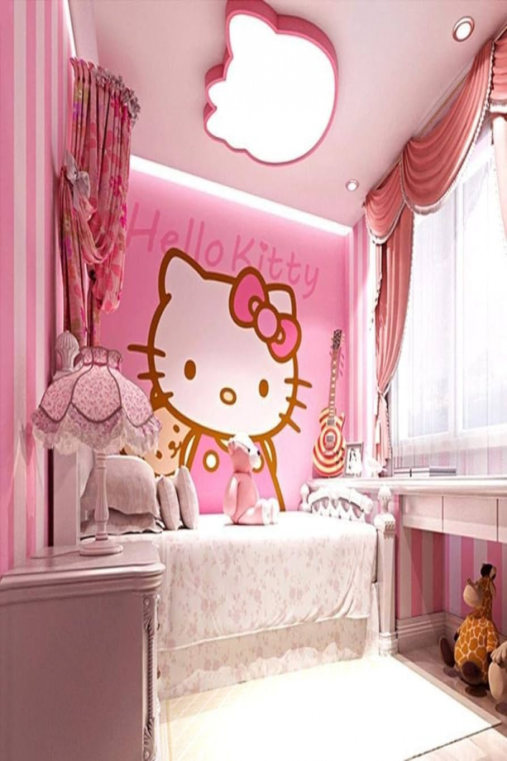 D mural wallpaper living room bedroom Hellokitty Hello Kitty wallpaper D  pink princess room children warm girl bedroom Hellokitty Hello Kitty