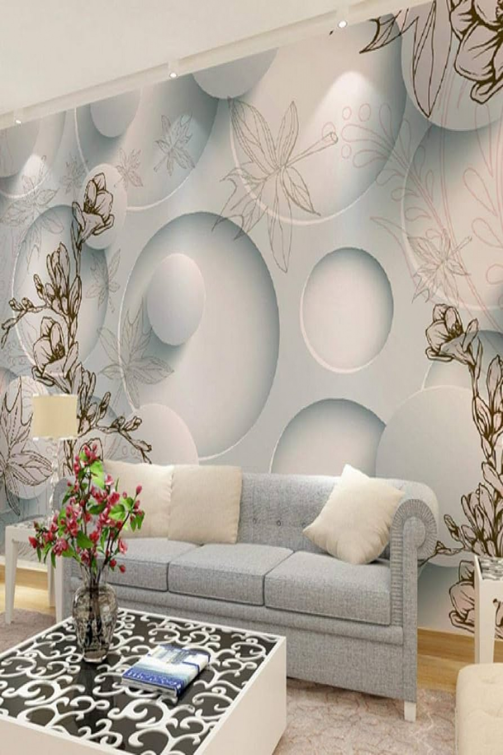 D Wallpaper TV Background Wallpaper/Bedroom/Living Room/D  Three-Dimensional Round Background Wall Wallpapercm