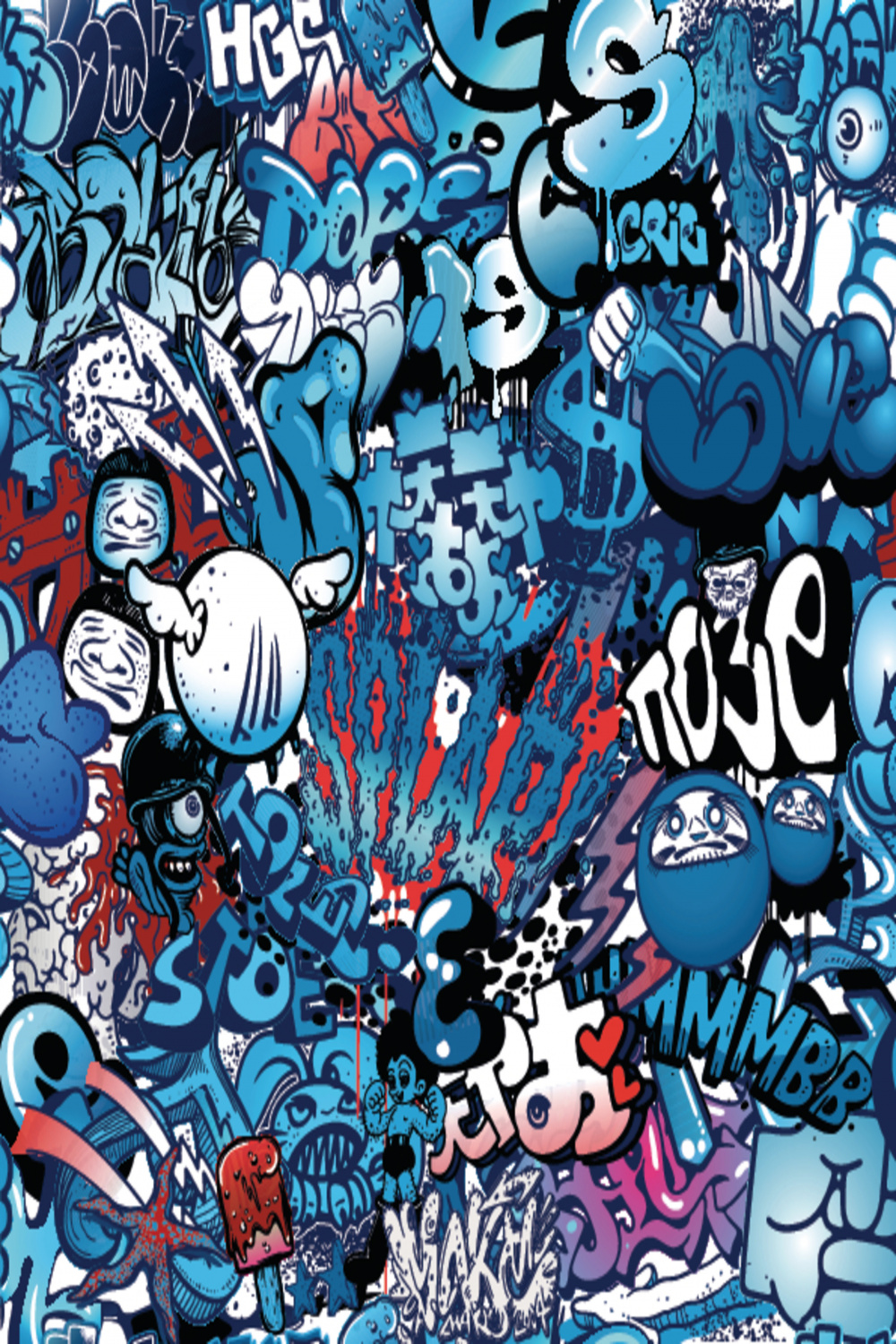 Dope Blue Graffiti Wall Mural - Murals Your Way