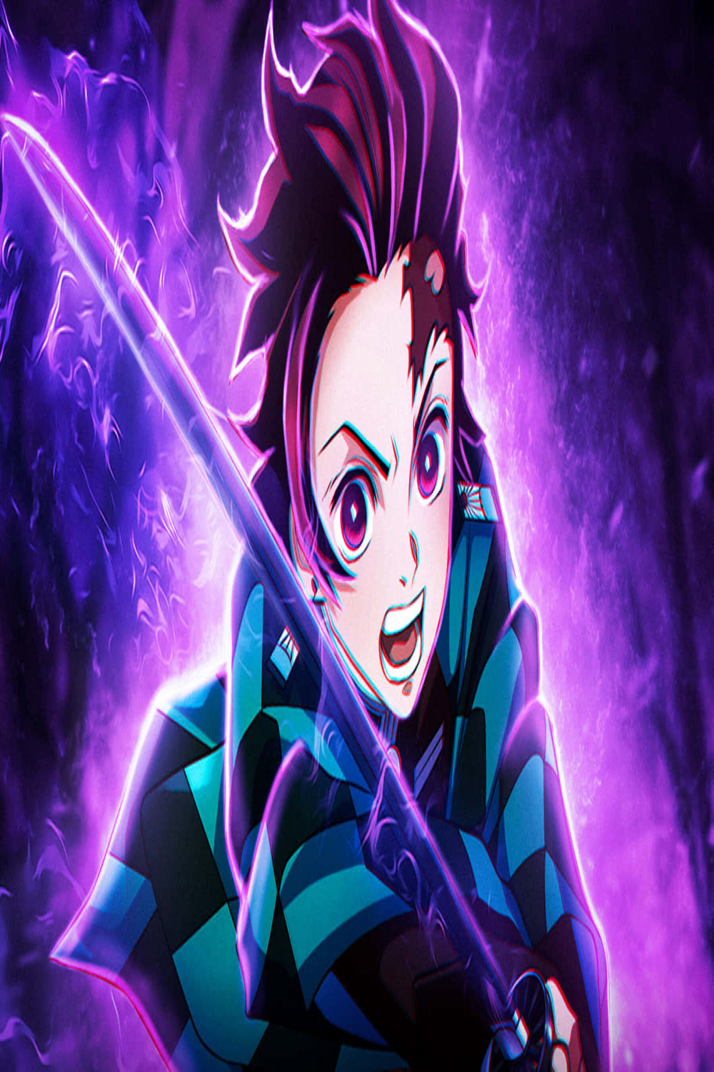 Download Tanjiro Kamado Purple Aura Demon Slayer Background