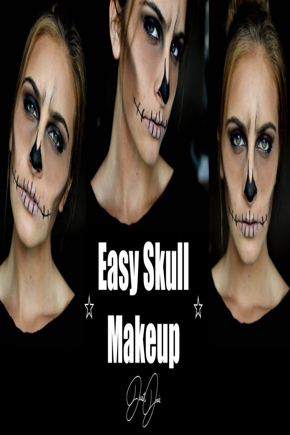 Easy Skull Halloween Makeup Tutorial  JustJosie  Halloween