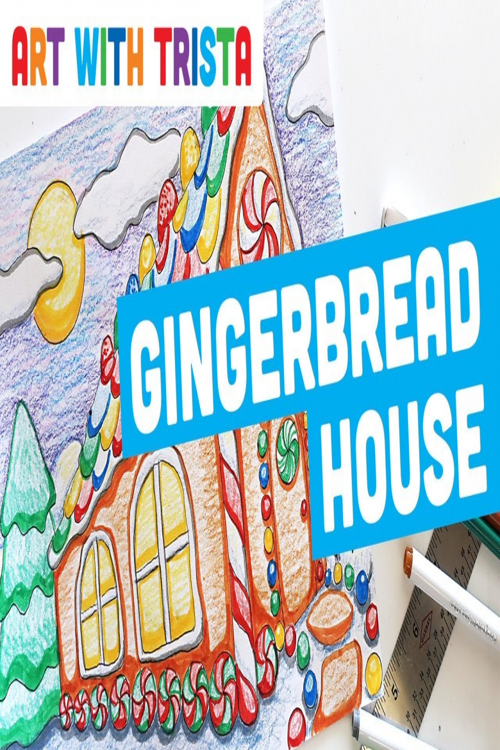 Gingerbread House  Point Perspective Drawing Art Tutorial - Art With Trista