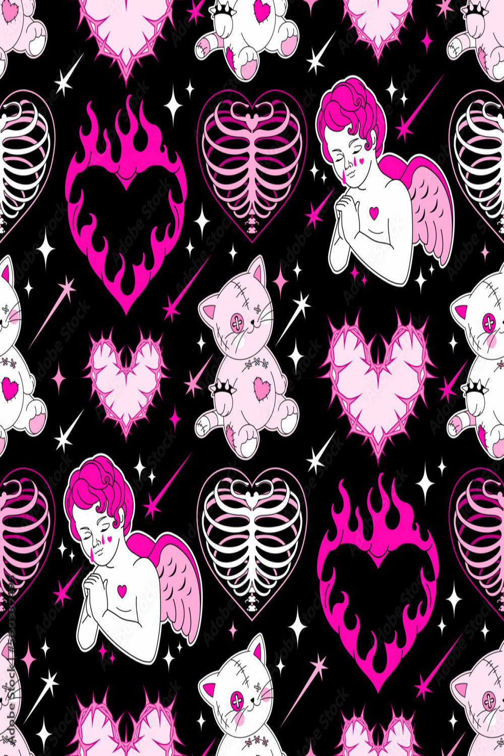 Gothic glam seamless pattern, wallpaper