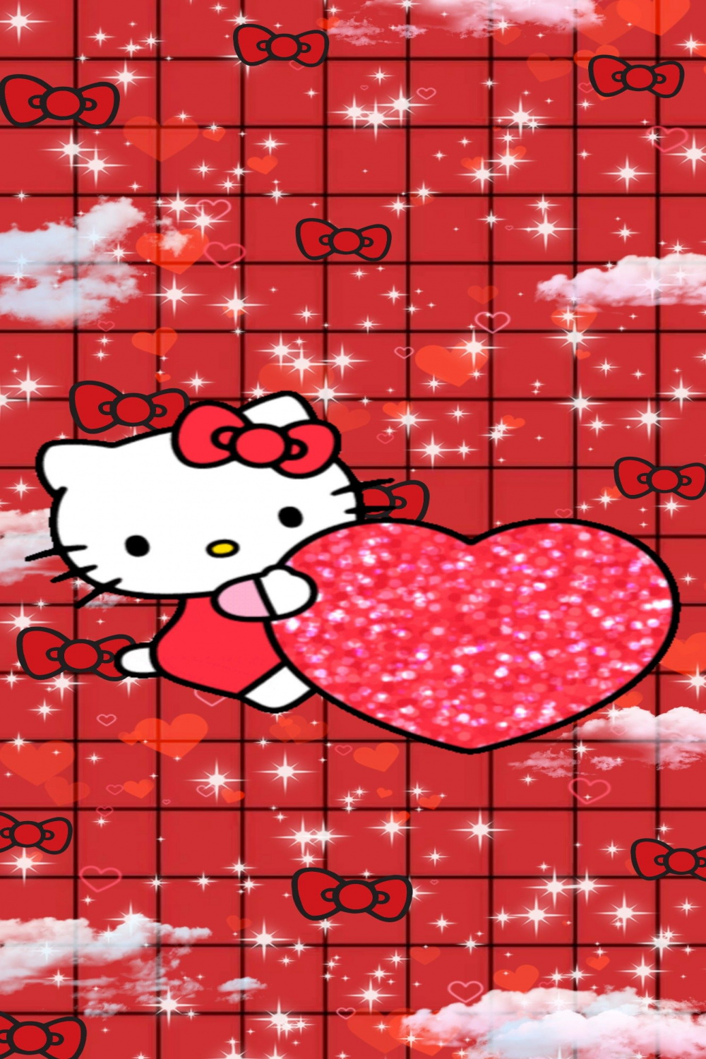 Hello Kitty red aesthetic phone wallpaper  Hello kitty iphone