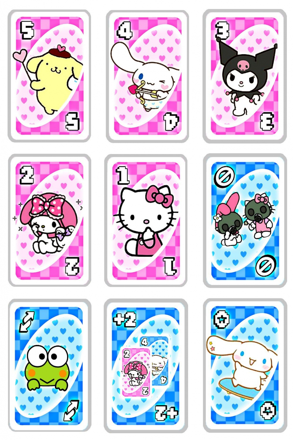 Hello Kitty uno playing card part   Hello kitty crafts, Hello