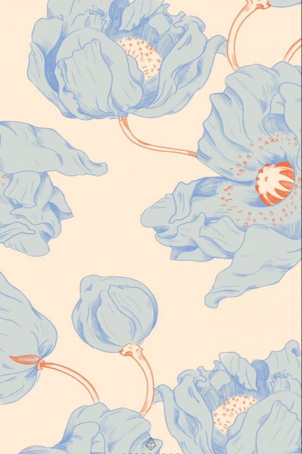 iPhone Wallpaper - Blue Floral - www.finishifystore