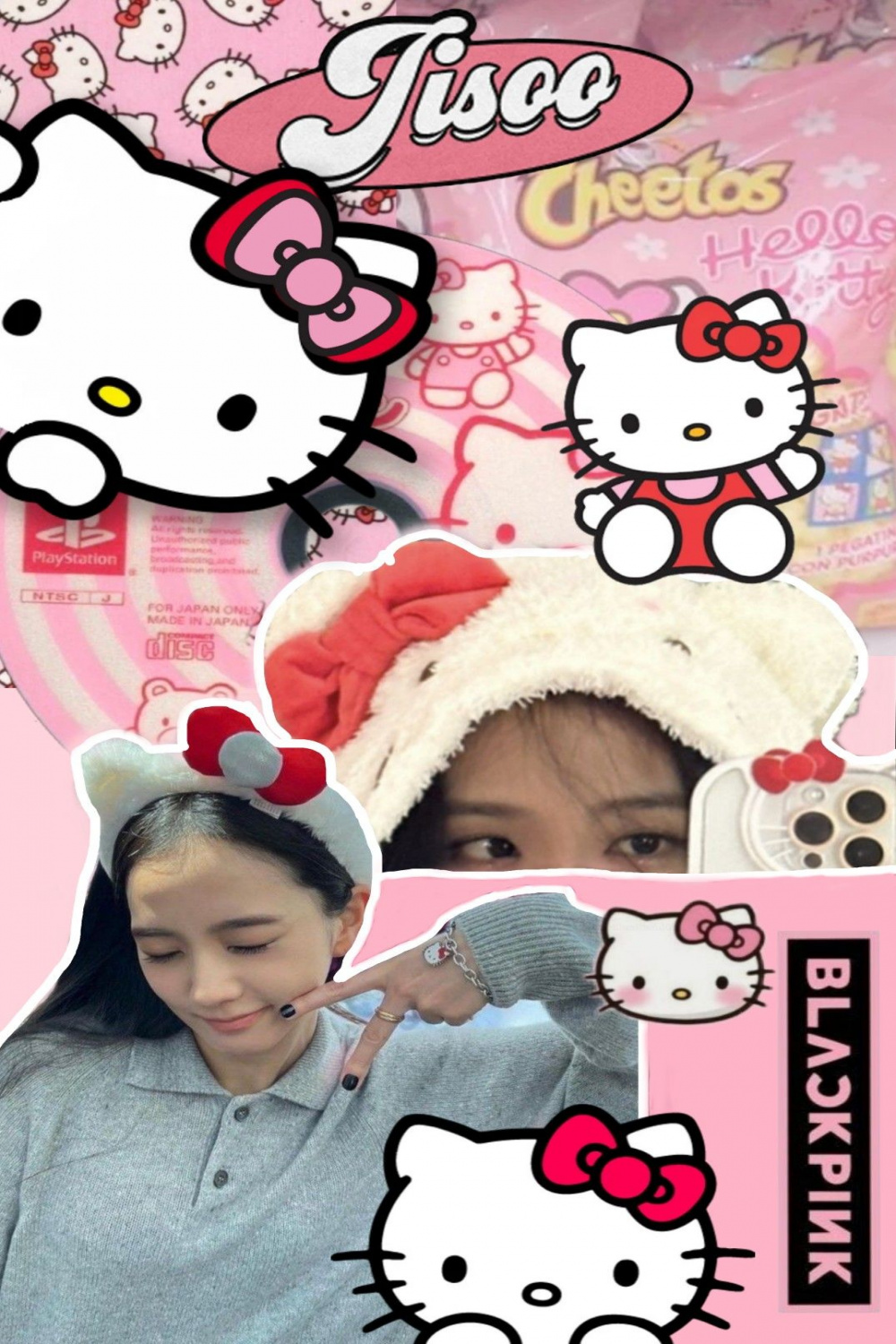 Jisoo Hellokitty background,   Şirin çizim, Hello kitty