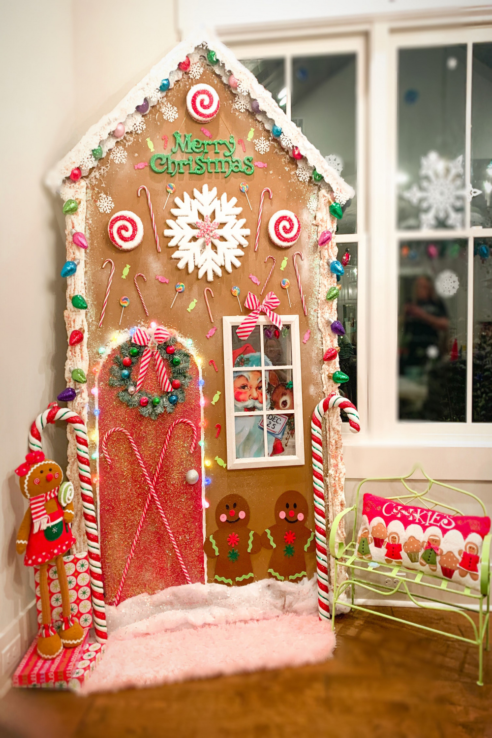 Life size Gingerbread House  Christmas door decorating contest