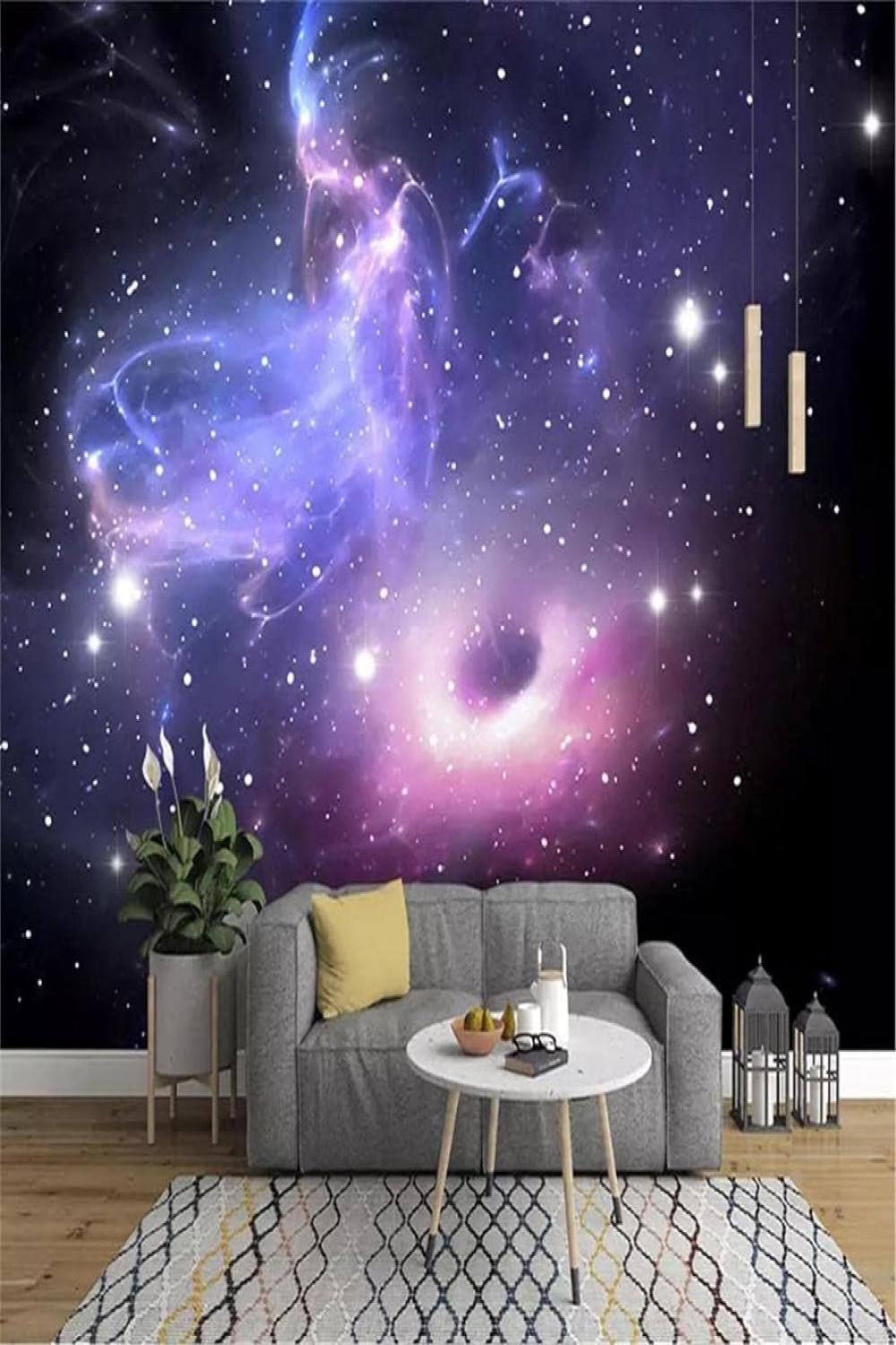 LXiFound Self-Adhesive D Wallpaper Photo Wallpaper Purple Starry