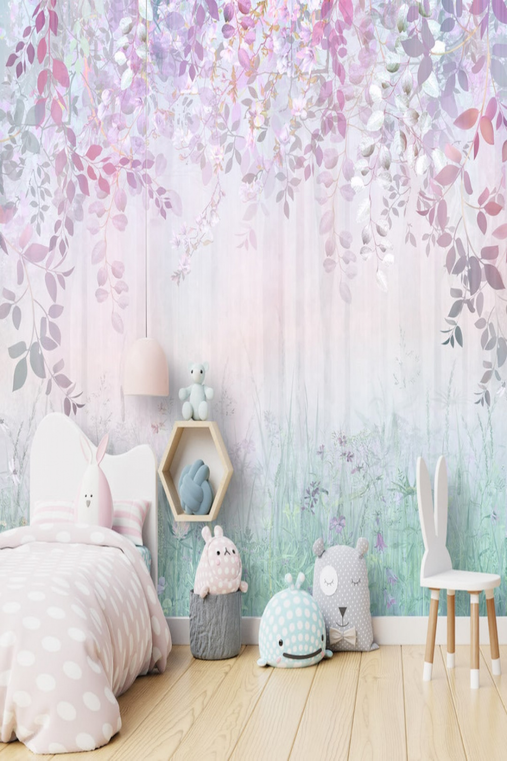 Magic Misty Forest lila Wiese Blumen Kinderzimmer Wallpaper - Etsy