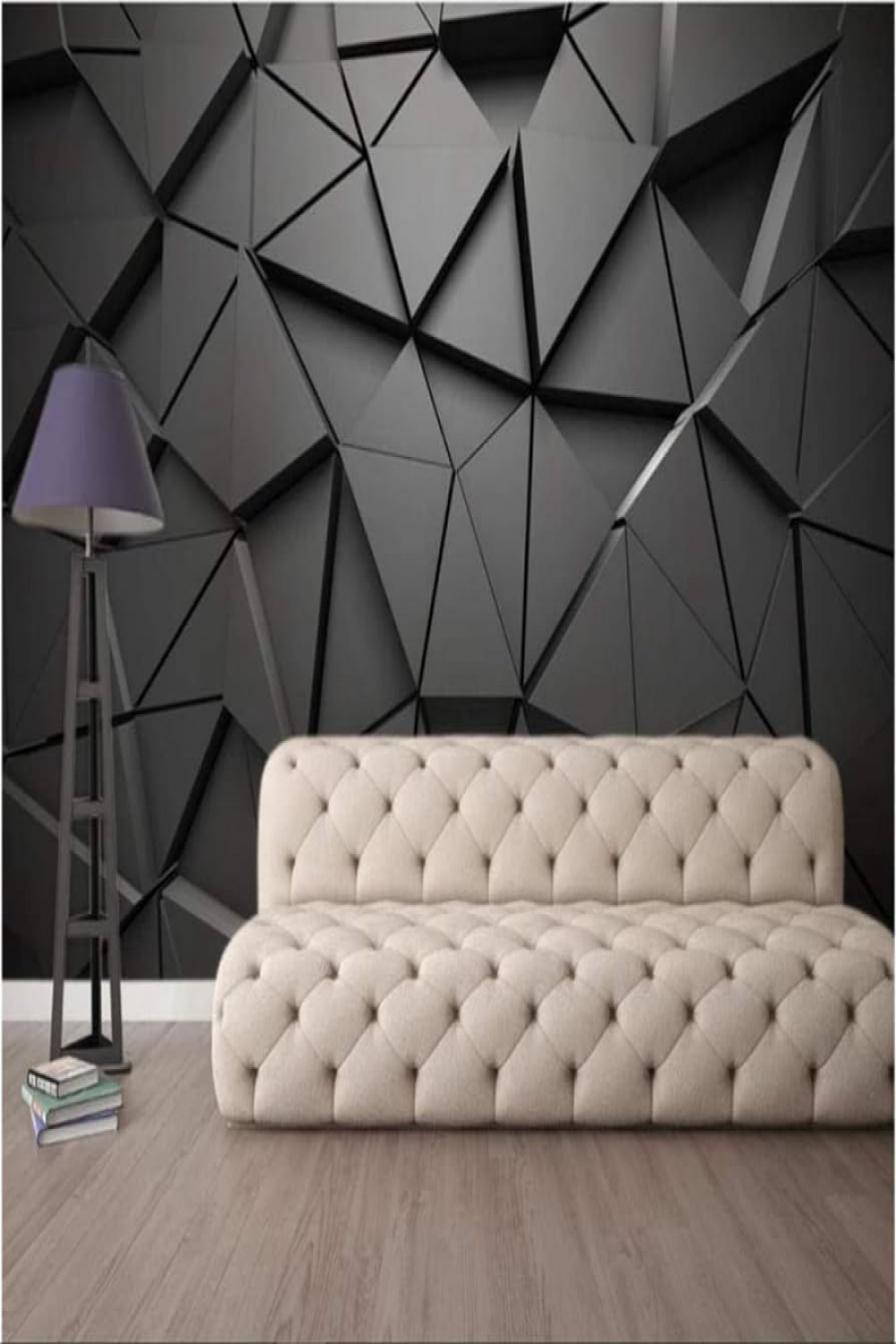 Modern D Stereoscopic Black Geometric Triangle Wall Wallpaper for Living  Room Office Decor Wallpaper D 00W x H cm