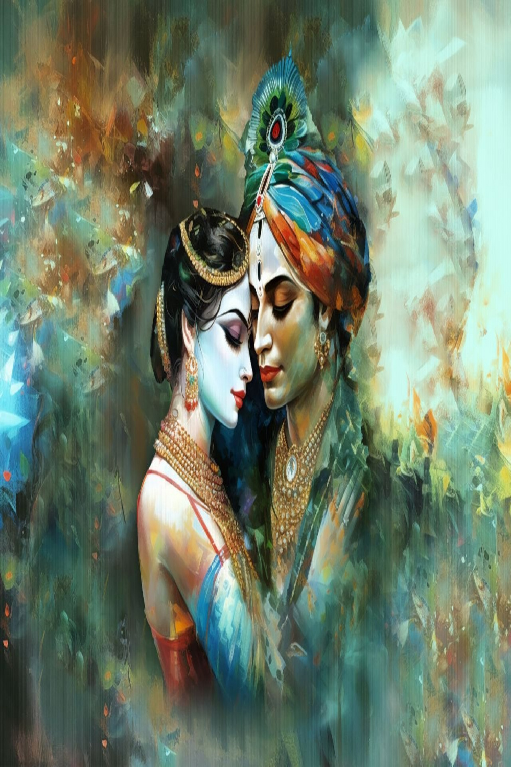 Multicolor Radha Krishna D PVC Wallpaper, For Wall Decor