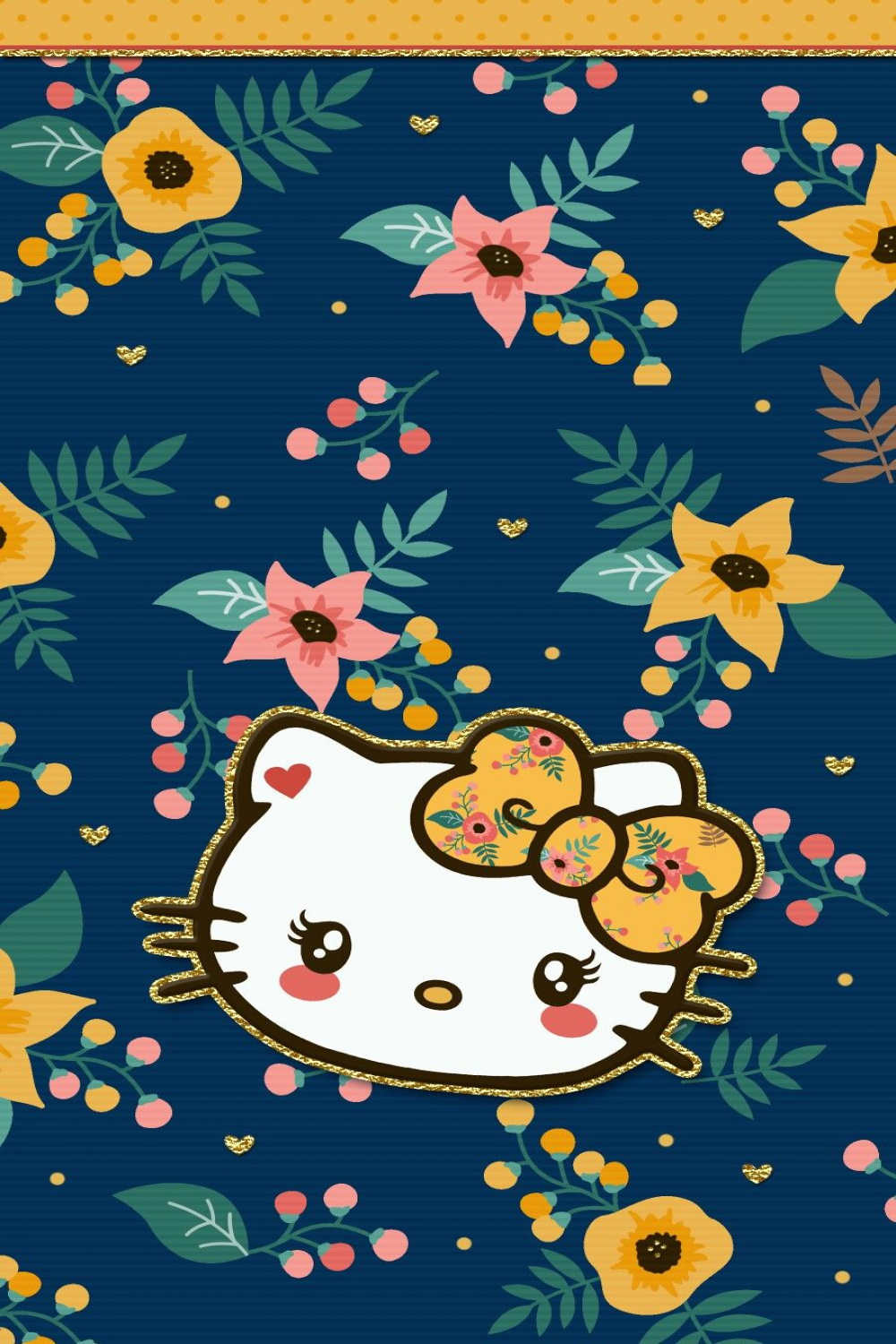 Navy blue floral wallpaper iphone  Hello kitty wallpaper, Hello