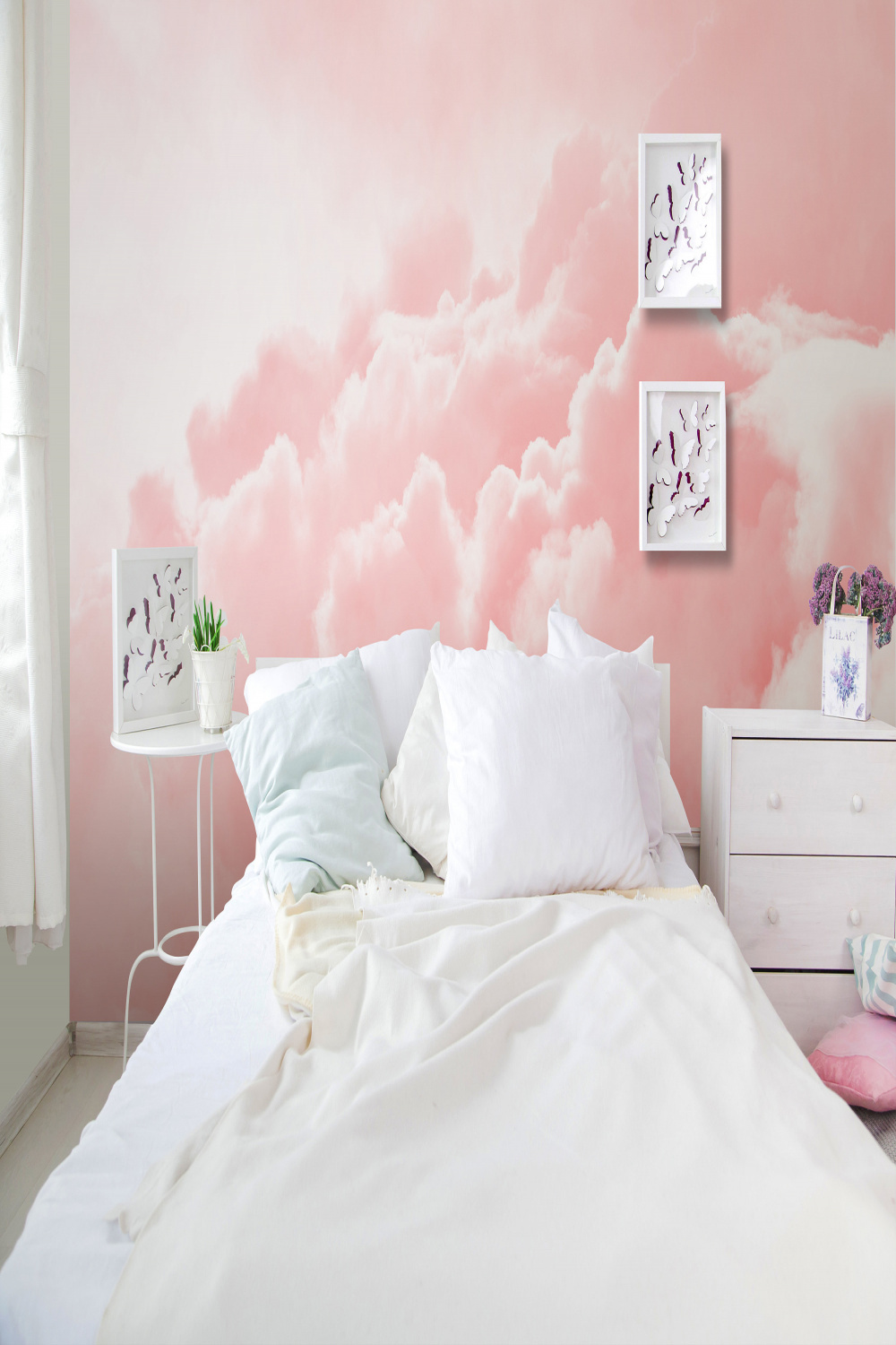 Pastel Pink Girl Room Peel and Stick Wallpaper Sky Self - Etsy