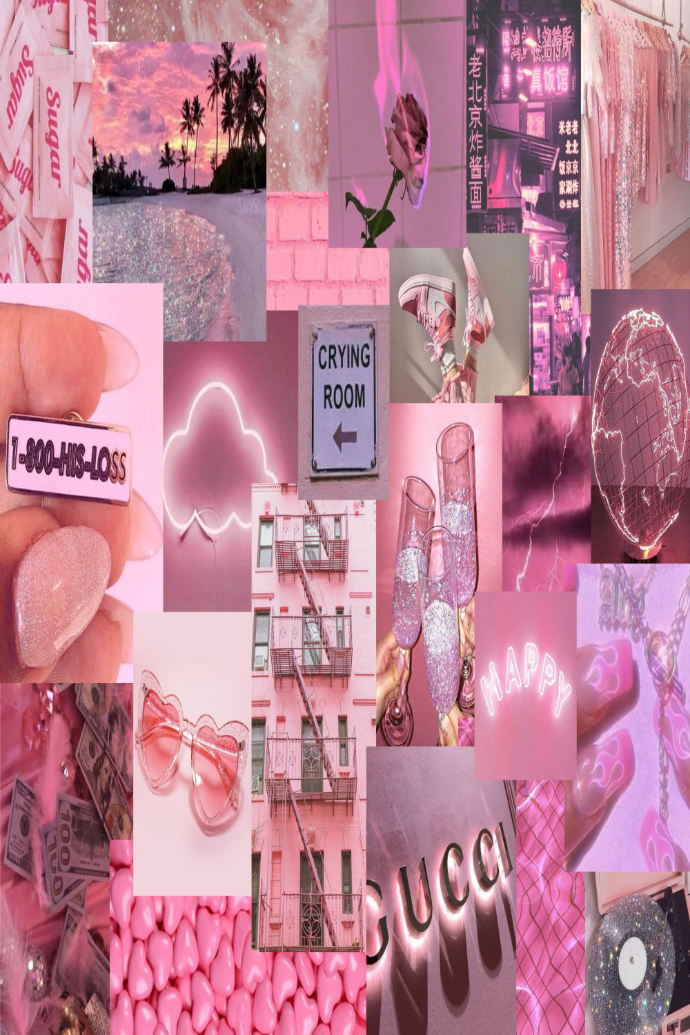 Pink Aesthetic Collage Desktop  Pink wallpaper laptop, Cute