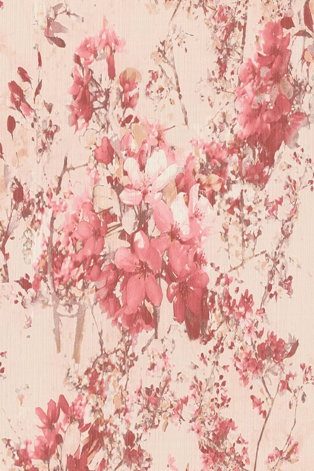 Pink Wallpaper with Flowers Romantic Vintage Flower Wallpaper Ideal for  Bedroom Floral Non-Woven Wallpaper with Cherry Blossoms in Country House  Style