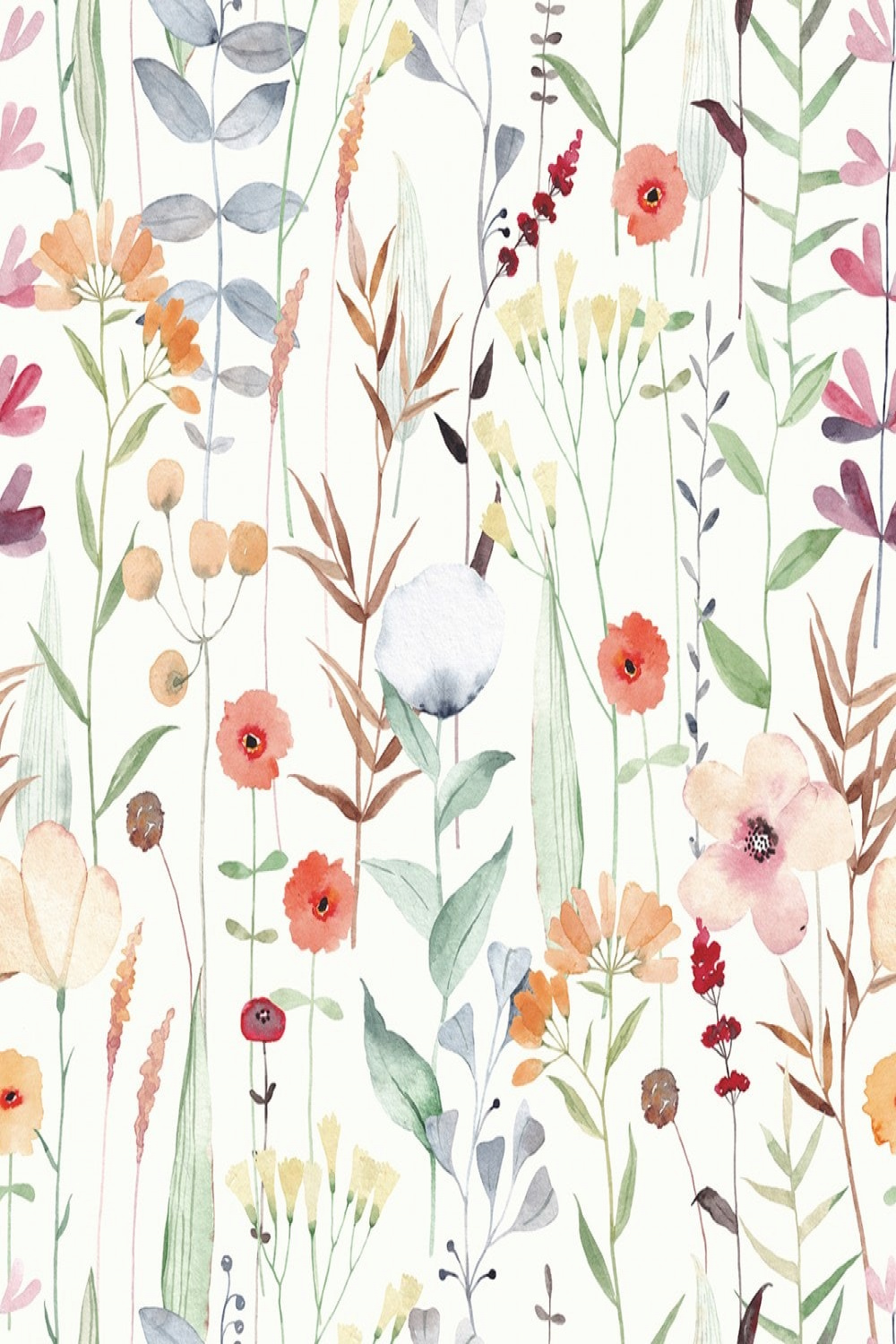 Pretty Flowers Wallpaper in Multicoloured