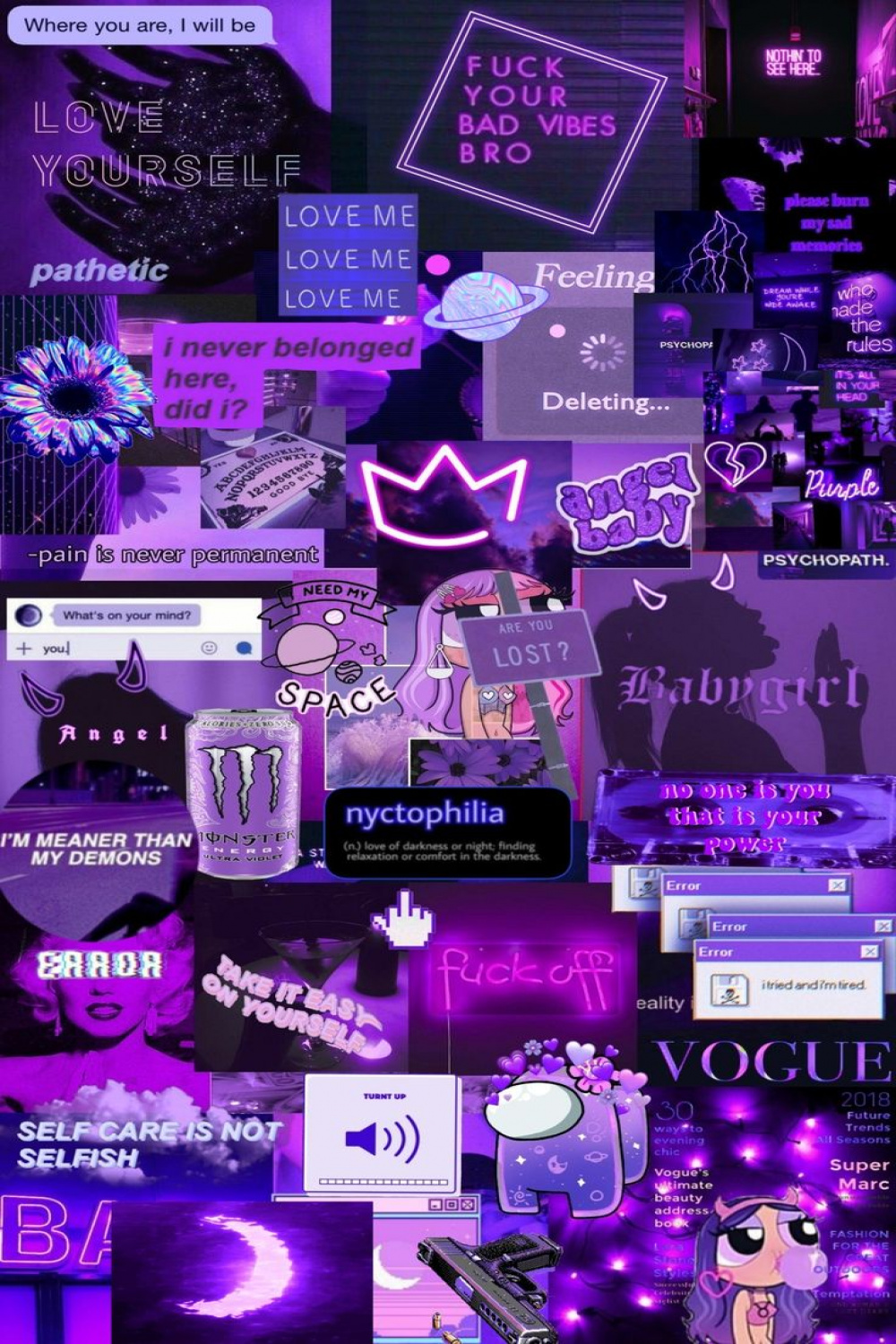 Purple Aesthetic  Iphone wallpaper violet, Black and purple