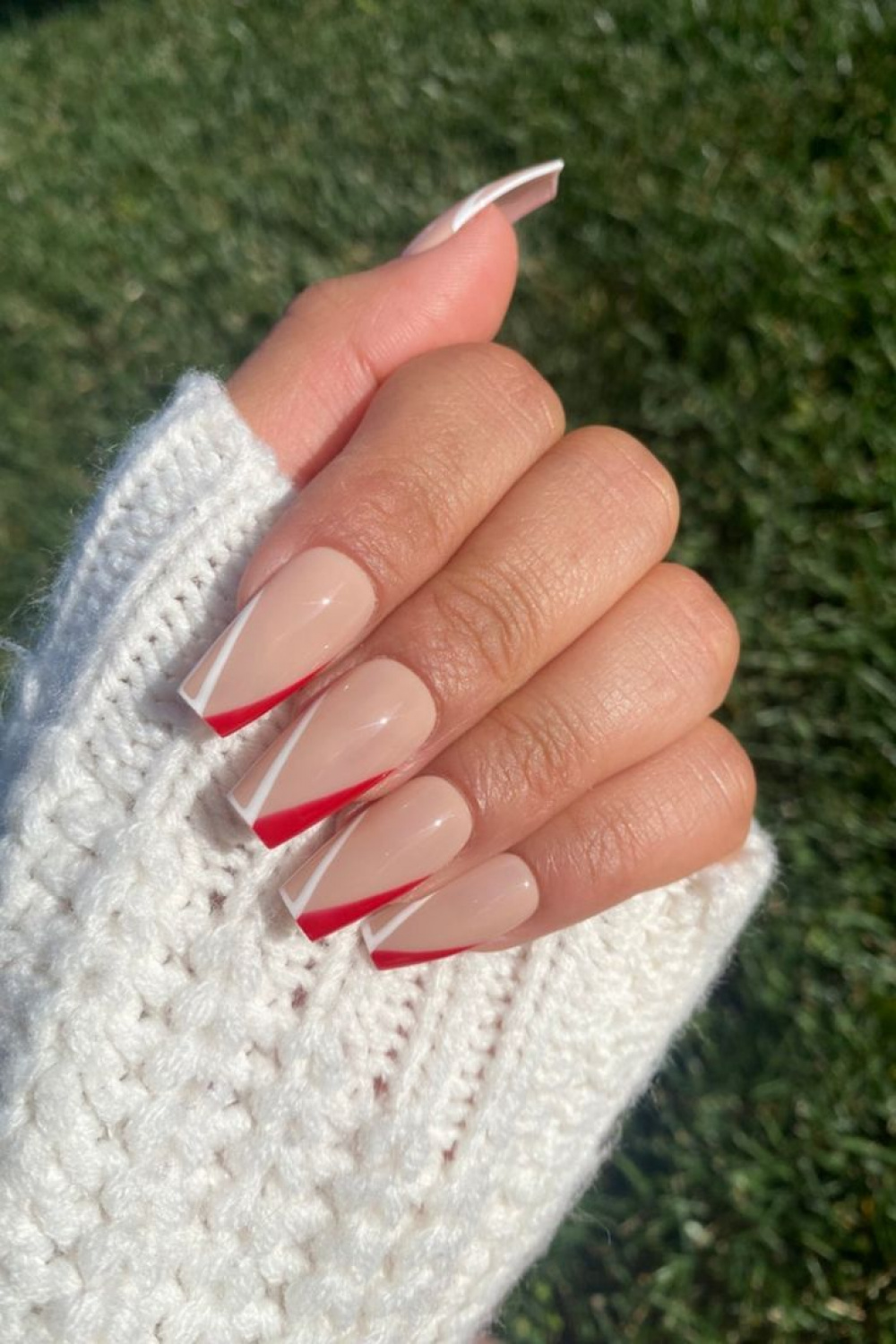 Red and White Christmas Nail Designs  Red acrylic nails, Nails