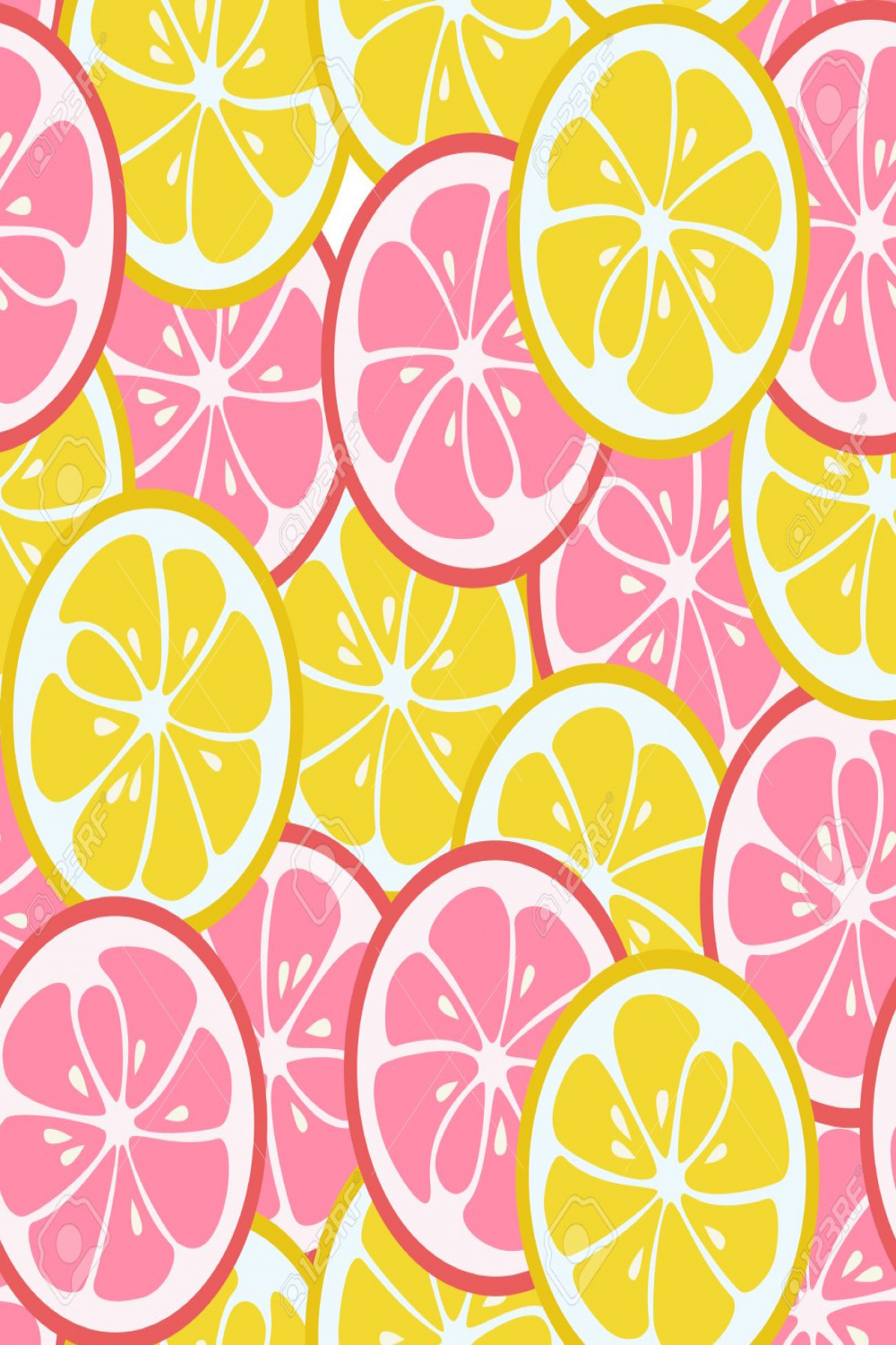 Seamless Pattern With Pink And Yellow Citrus