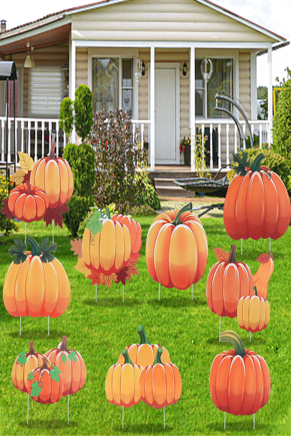 Set of  Autumn Yard Sign Pumpkin Yard Stakes Thanksgiving Outdoor