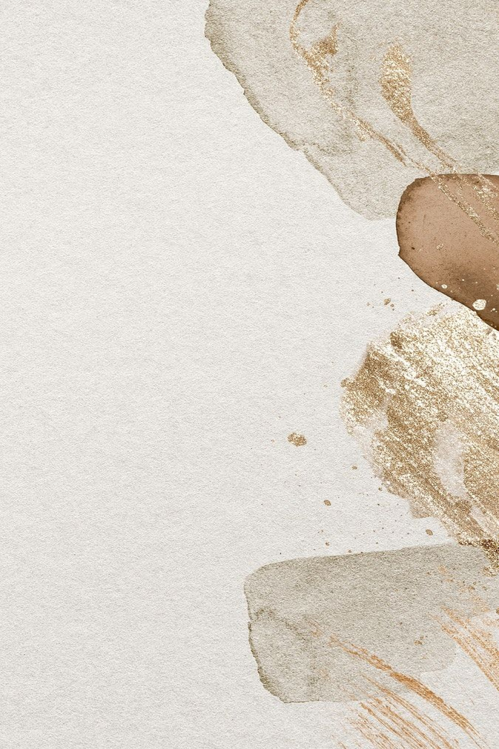 Simple cream mobile wallpaper, golden brushstroke, watercolor