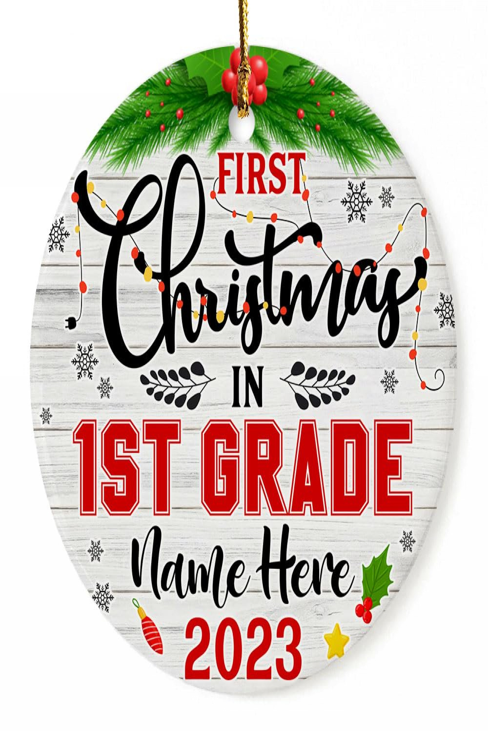 st Grade Personalized Ornaments First Christmas Funny Gifts for Students  Teachers Boy Girl Daughter Son Back to School Graduation Xmas Ceramic