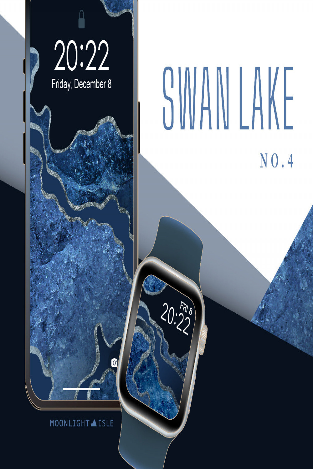 Swan Lake – Navy Dark Blue  Phone & Apple Watch Wallpaper