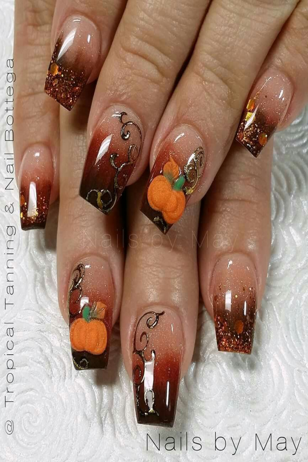 Thanks giving  Thanksgiving nail art, Fall gel nails