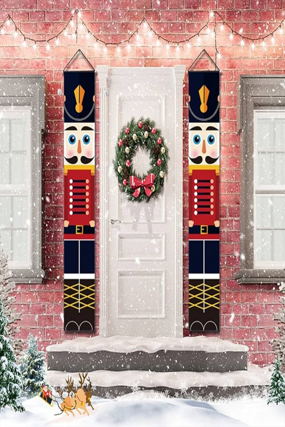 Valcatch Christmas Nutcracker Decorations Welcome Sign Soldier Model  Nutcracker Banner for Porch Front Door Fireplace Home Garden Indoor Outdoor