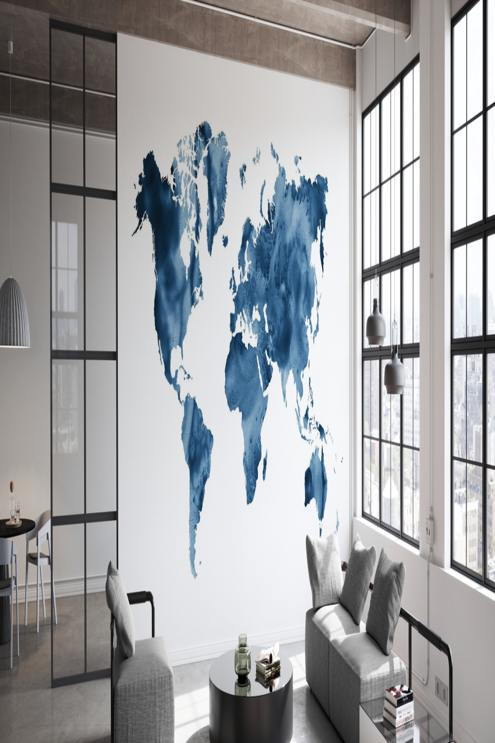 Watercolor World Navy Blue – affordable wall mural – Photowall