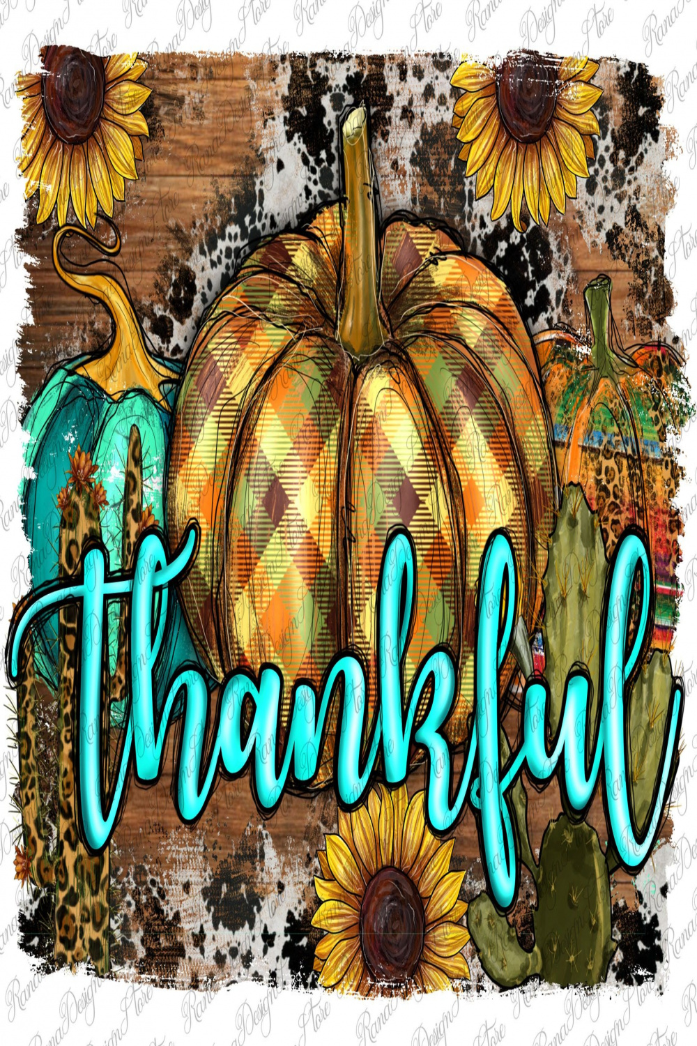 Western Thankful Pumpkin Distressed Background Design - Etsy