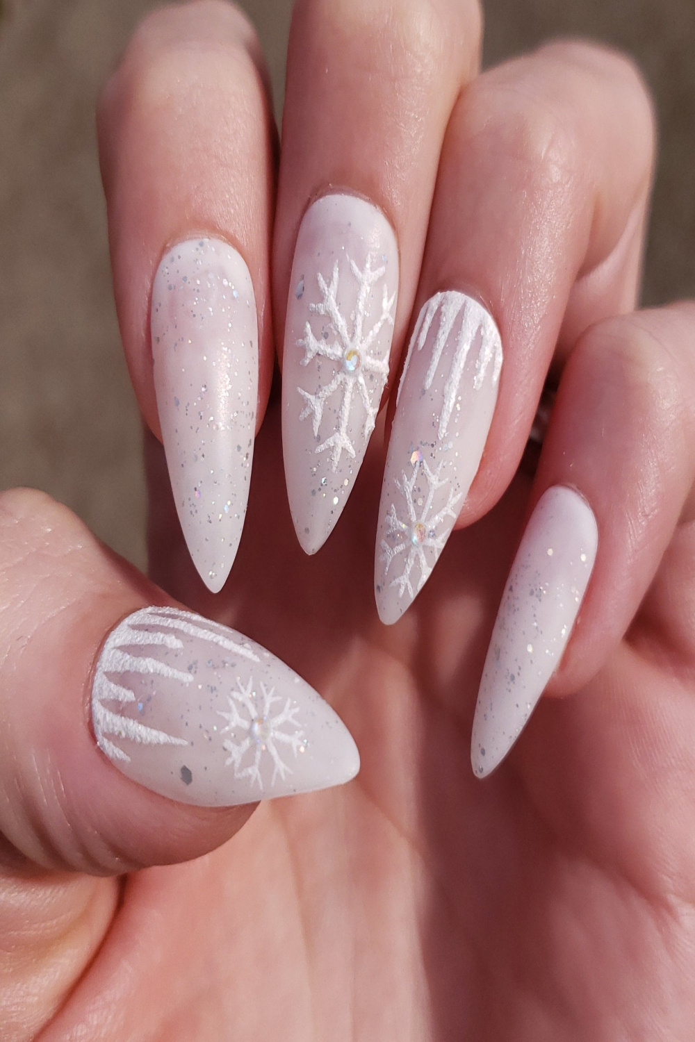 Winter Frosted nails nails with snowflakes winter nails - Etsy