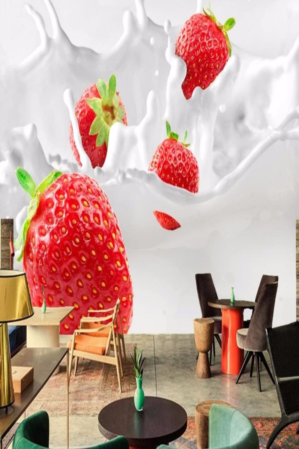 Yimesoy Custom Wallpaper Strawberry Milk Food D Wallpaper Mural Restaurant  Fast Food Shop Bar Dining Room Wall Kitchen D Wall Pictures  cm (W) ×