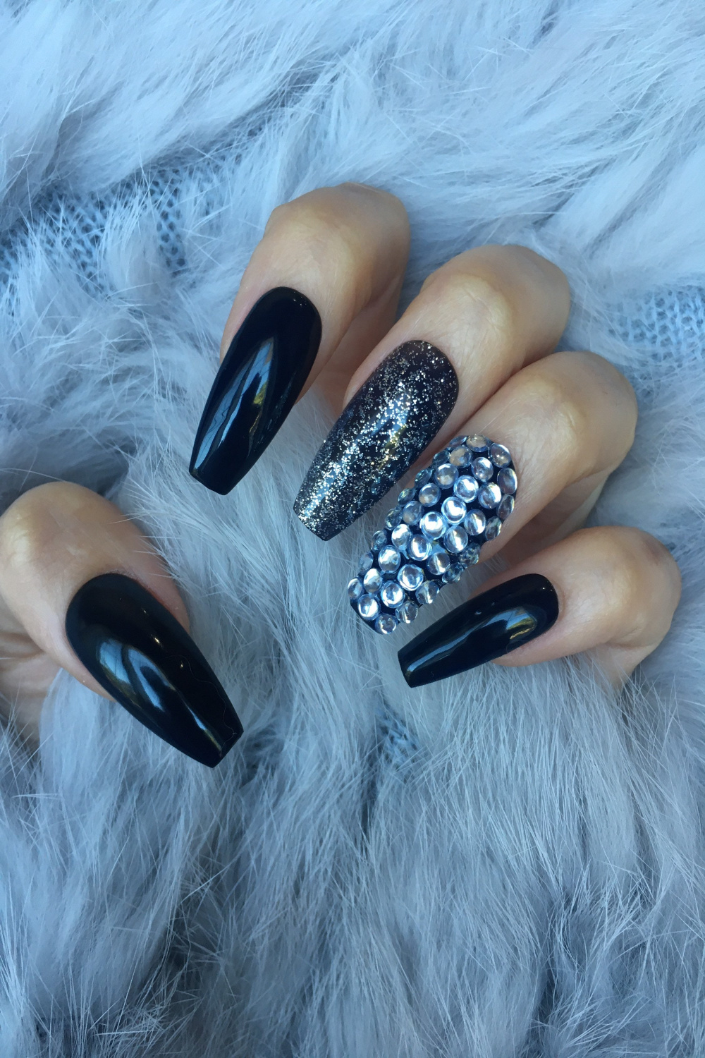 Zwarte Winter Bling luxe Press On Nails Elke nagelvorm van - Etsy