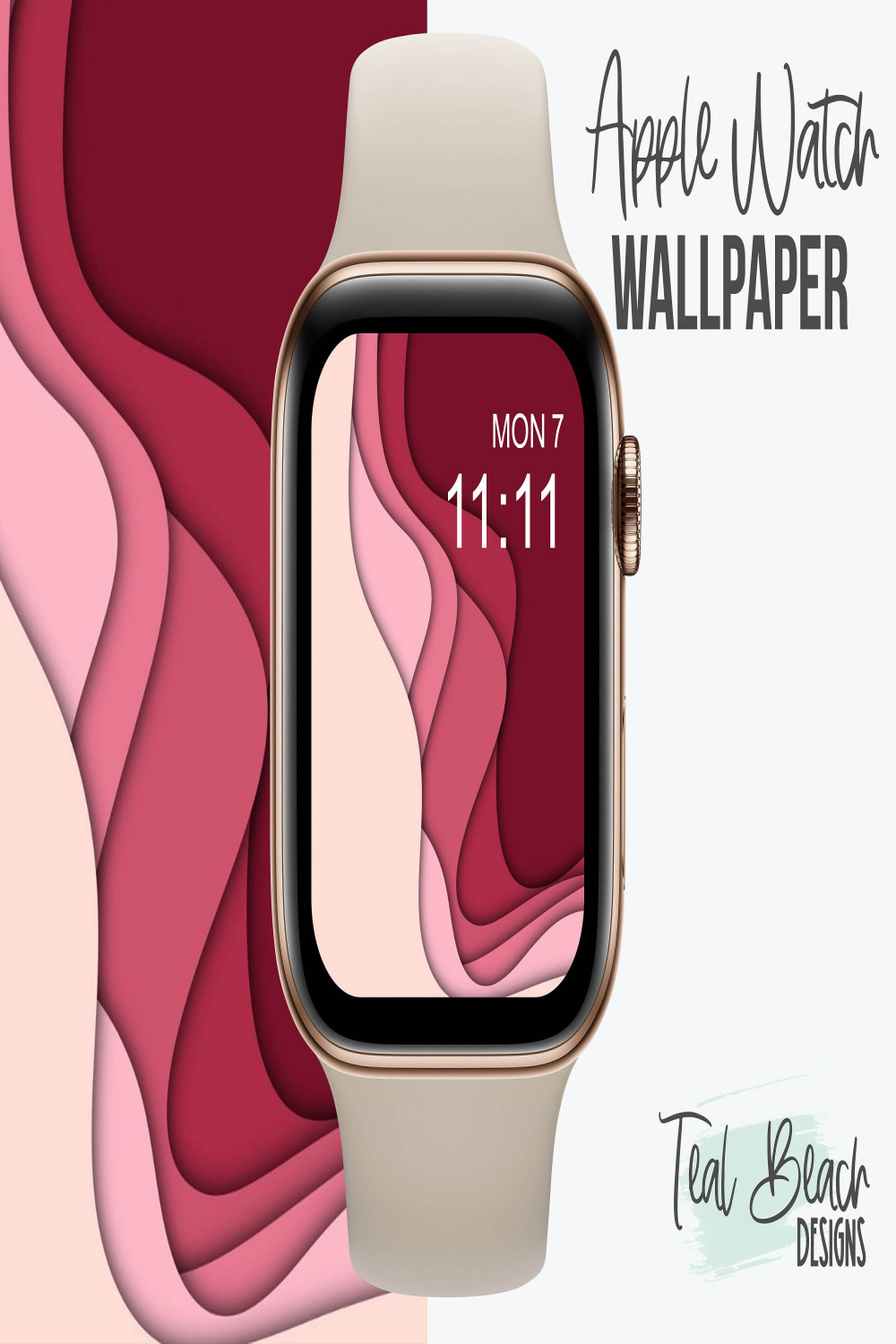 Apple Watch Wallpaper  Uhr Hintergrund  Pink Wavy Layers Watch Tapete   Apple Watch Zubehör  Apple Watch Face Design