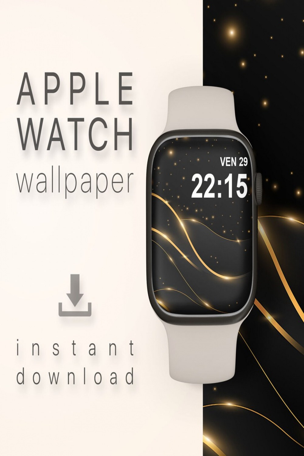 Gold Apple Watch Wallpaper Luxus Apple Watch Face schwarz und Gold  Smartwatch Gesicht Design Gold Glitzer iWatch Wallpaper für besondere  Anlässe -