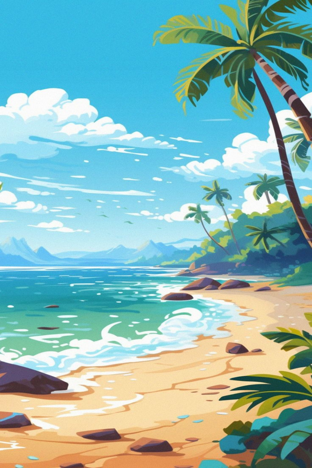 Hawaii Beach Summer Art Wallpapers in   Anime scenery