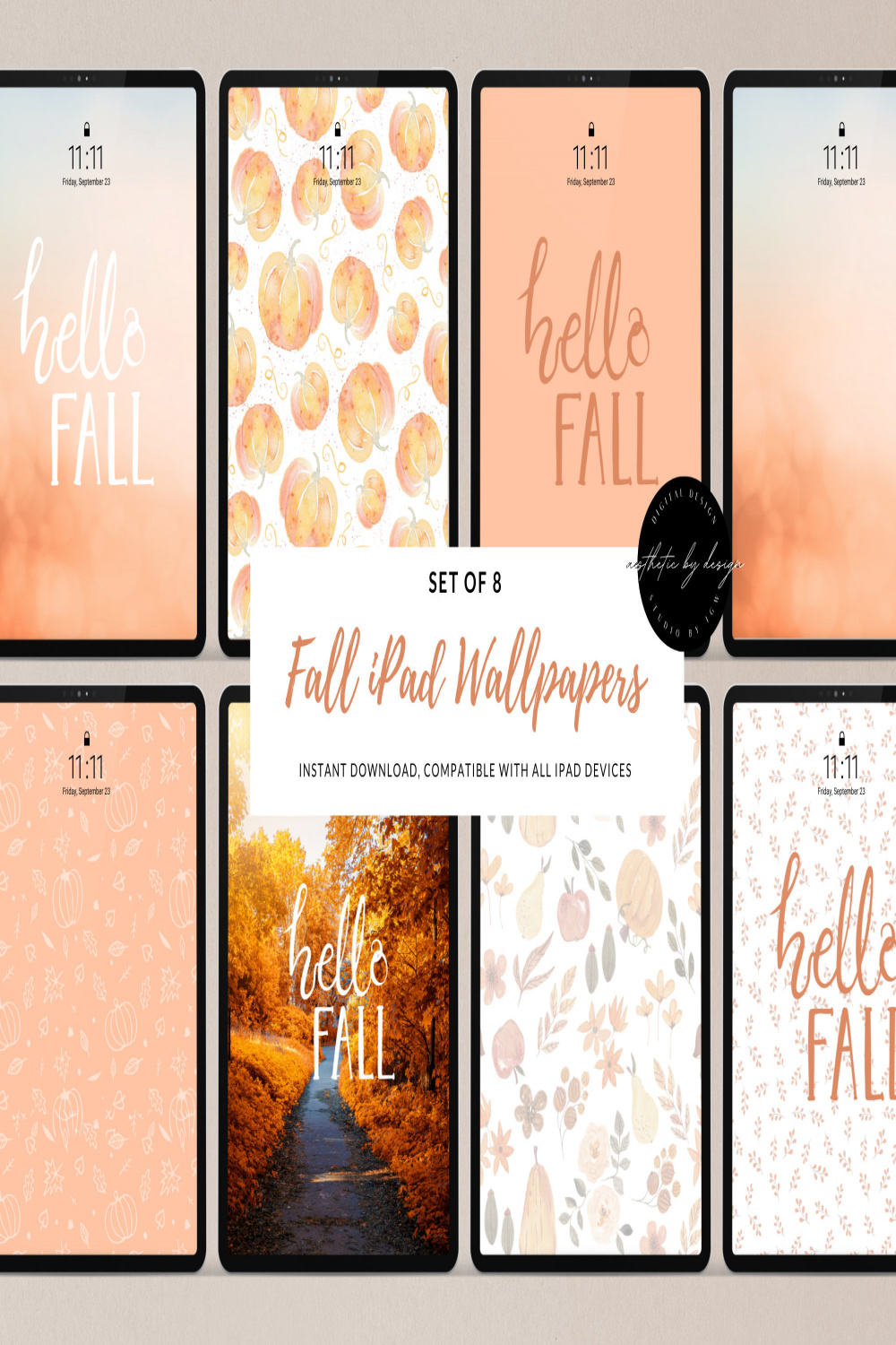 Herbst Aesthetic iPad Wallpaper Bundle, Hello Fall iPad Wallpaper