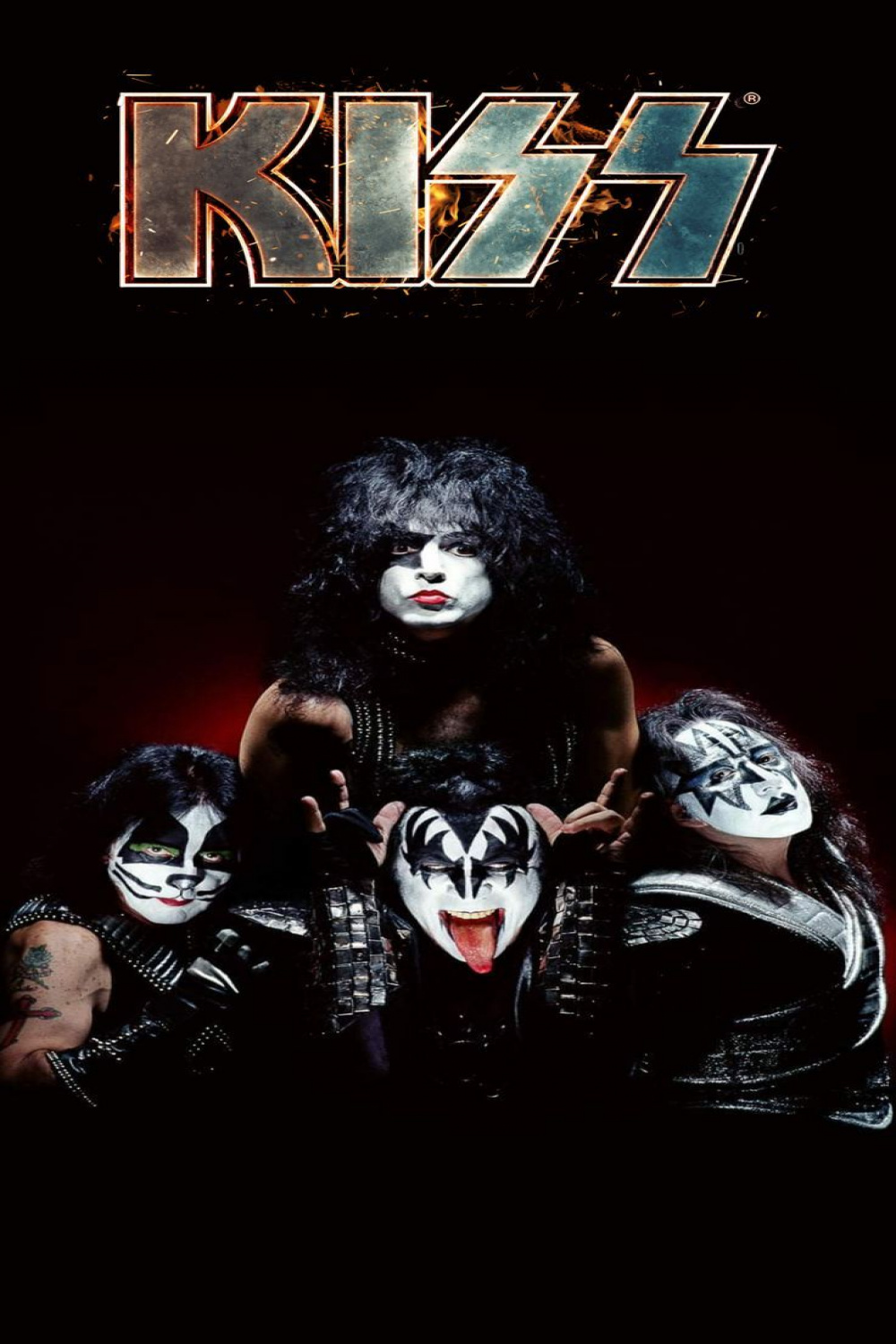 KISS phone wallpaper  reunion logo in flame  Rock poster art