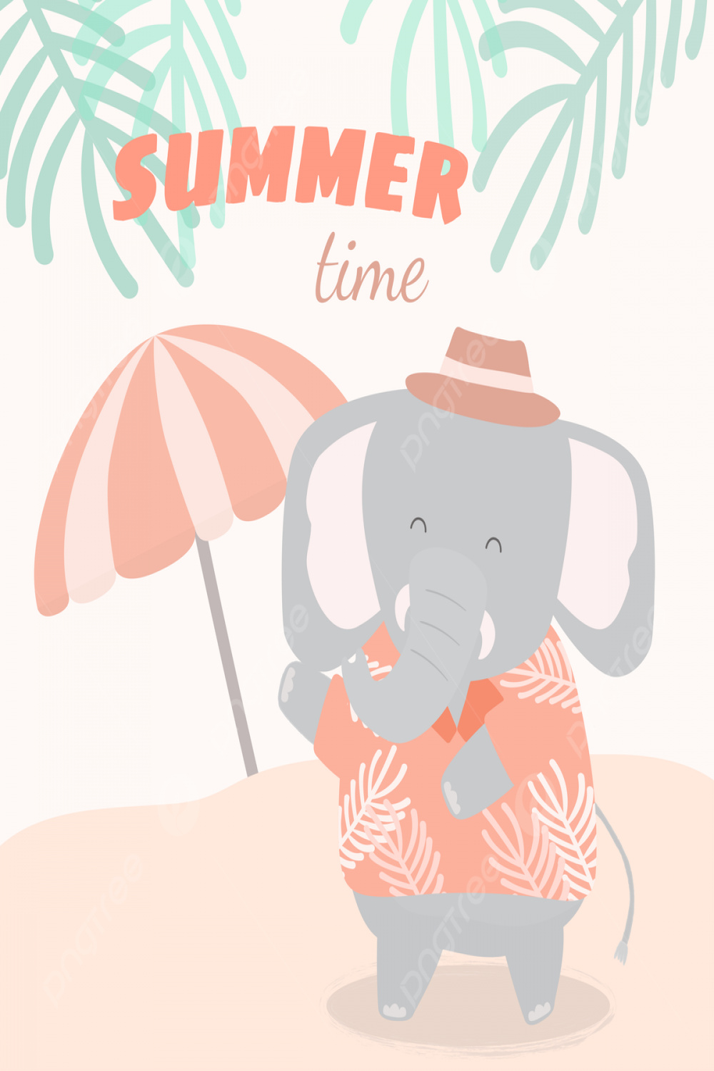 Lovely Elephant Has Vacation On The Beach In Summer Time