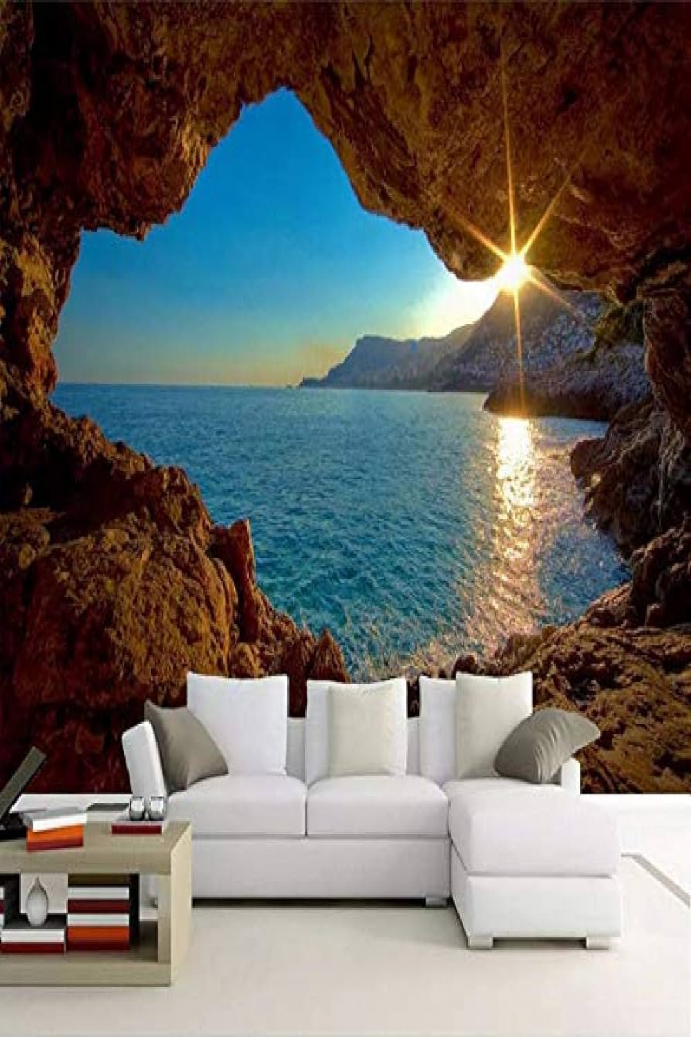 Photo Wallpaper D Cave Sunrise Sea Nature Landscape Large Wall Pictures  Living Room Sofa Bedroom Background D Wall Decoration Photo Wallpaper D