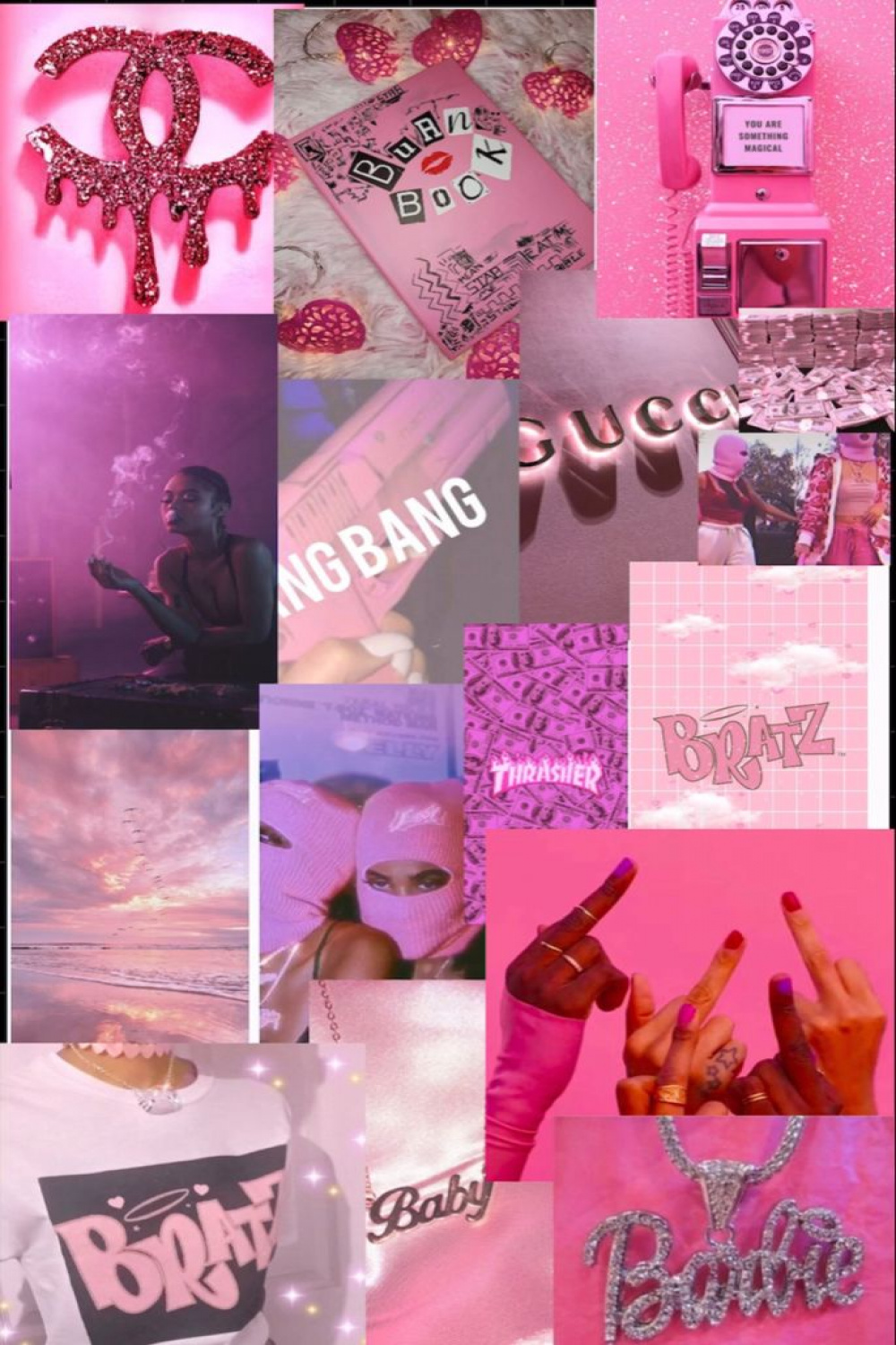 Pink baddie wallpaper!💗  Pink glitter wallpaper, Bad girl